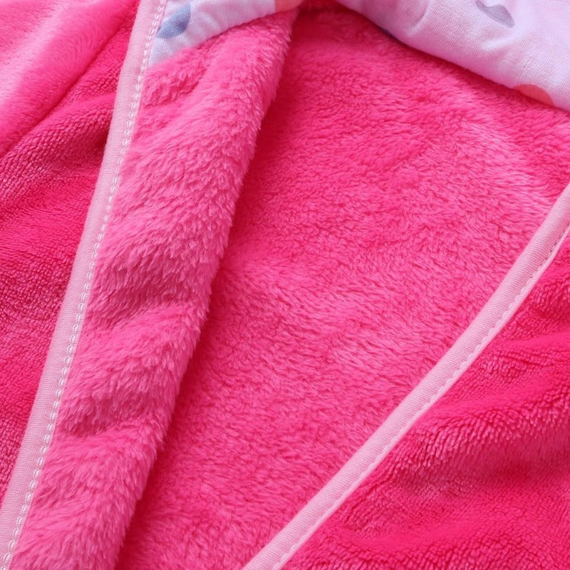 Flannel Cartoon Style Bath Robe Night Gown - Pink Minnie
