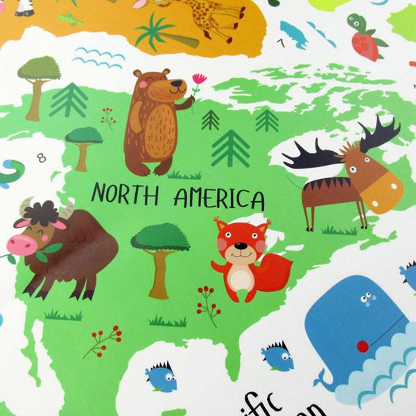 World Map With Animals Decal I Love The World Wall Sticker Just Kidding Store