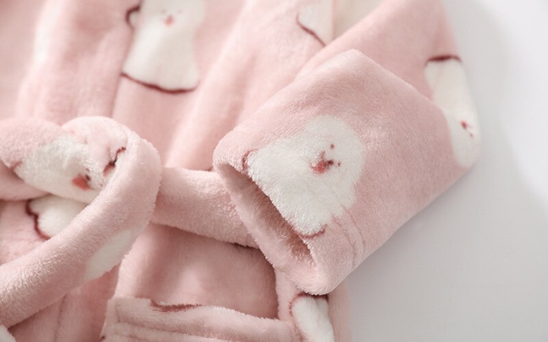 Plush Hooded Bathrobe - Kids Fleece Nightgown - Polar Bear - Just Kidding Store