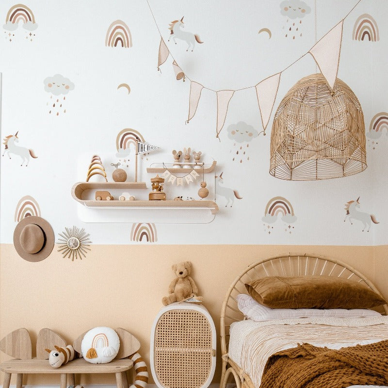 Boho Unicorn Clouds Rainbow Nursery Children Wall Stickers - Just Kidding Store