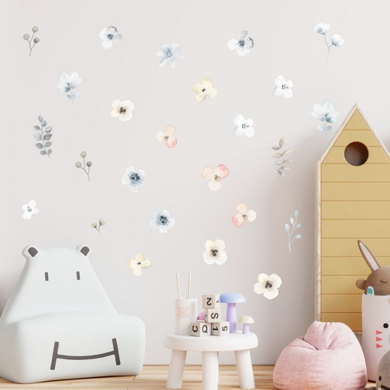 Floral Botanical Butterfly Watercolor Wall Stickers - Just Kidding Store