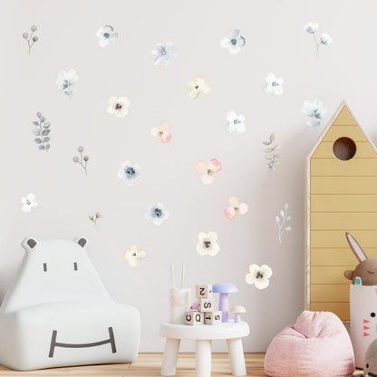 Floral Botanical Butterfly Watercolor Wall Stickers - Just Kidding Store