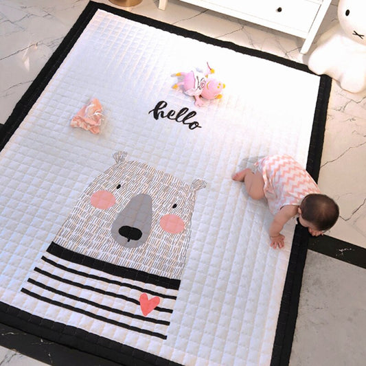 Oversized Play Mat - Quilted Anti Skid Carpet - Polar Bear - Just Kidding Store