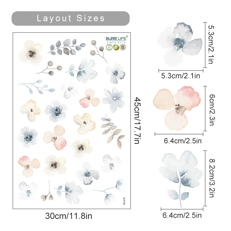 Floral Botanical Butterfly Watercolor Wall Stickers - Just Kidding Store