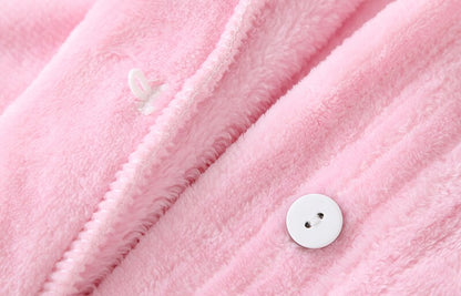 Plush Hooded Bathrobe - Kids Fleece Nightgown - Strawberry - Just Kidding Store