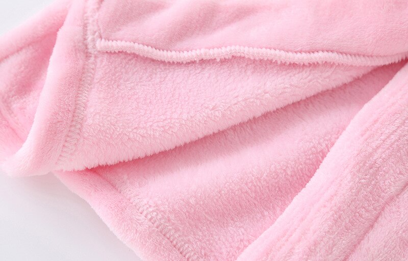 Plush Hooded Bathrobe - Kids Fleece Nightgown - Strawberry - Just Kidding Store