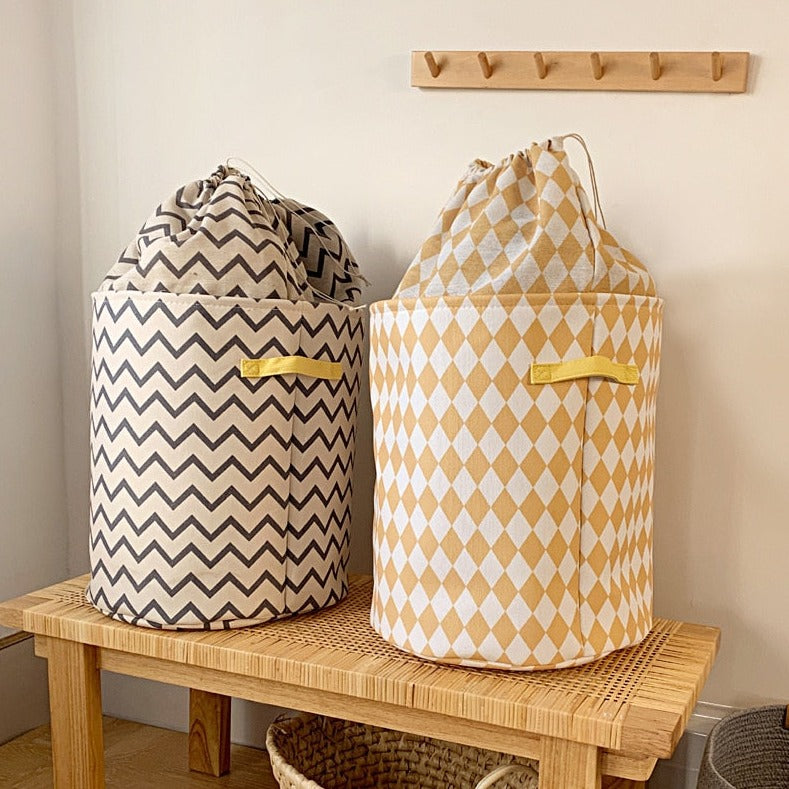 Large Linen Storage Basket With Drawstring - Just Kidding Store