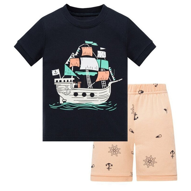 Pirate Ship Summer Children Pajama Set - Just Kidding Store