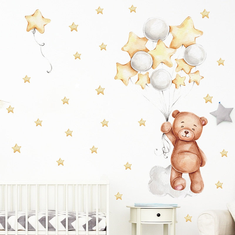 Up Up And Away Balloon Bear Decal - Just Kidding Store