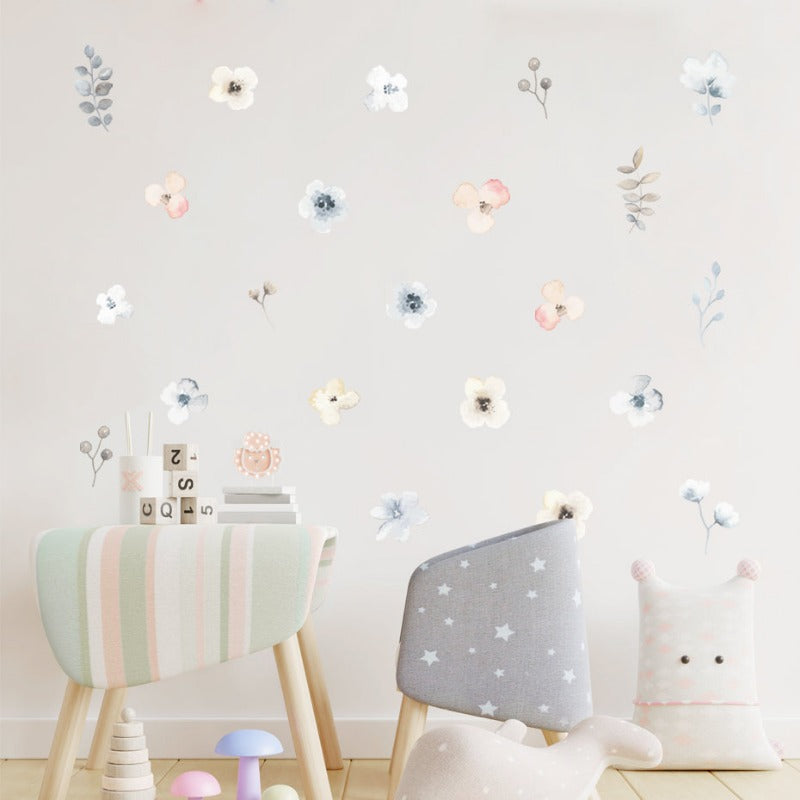Floral Botanical Butterfly Watercolor Wall Stickers - Just Kidding Store