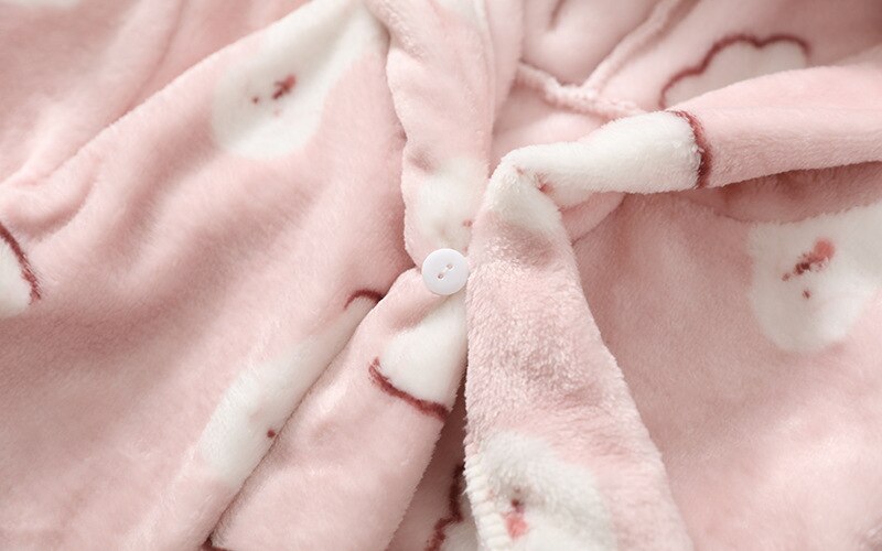 Plush Hooded Bathrobe - Kids Fleece Nightgown - Polar Bear