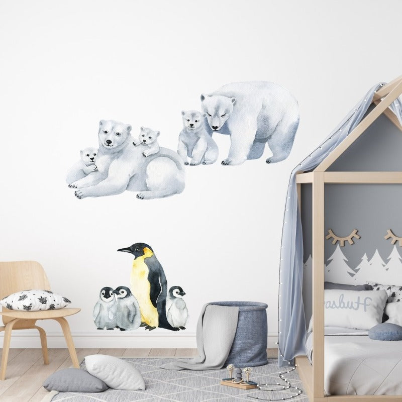 Watercolour Artic Animals Wall Decal - Just Kidding Store