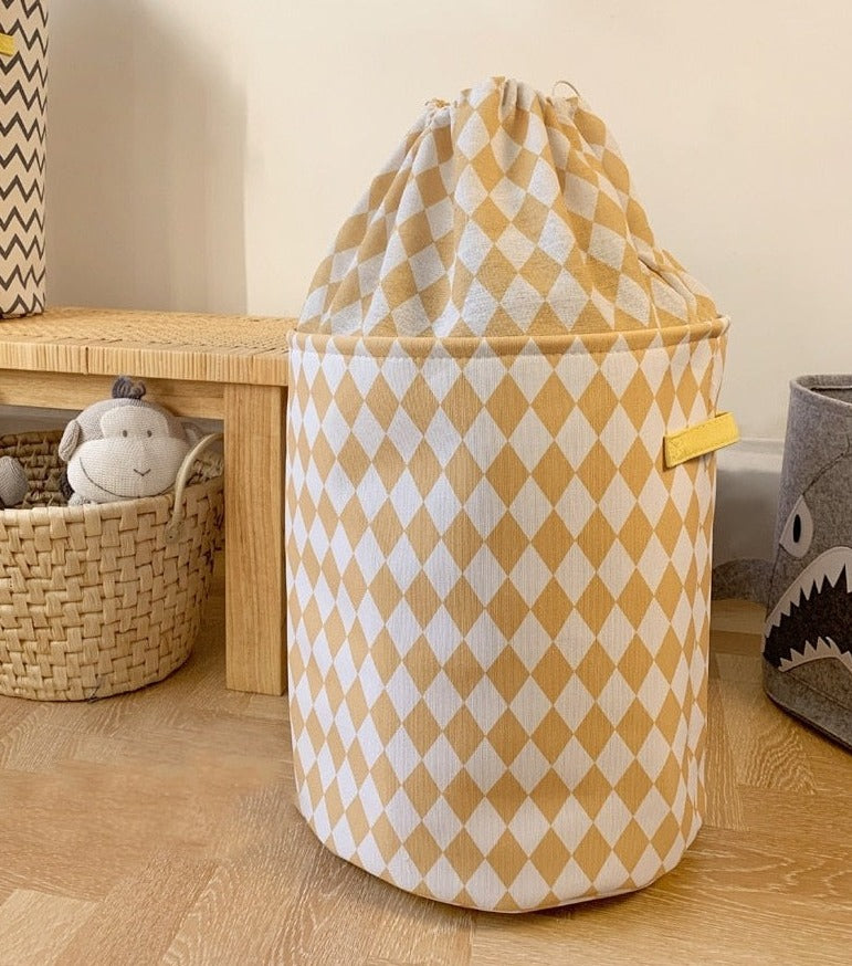 Large Linen Storage Basket With Drawstring - Just Kidding Store