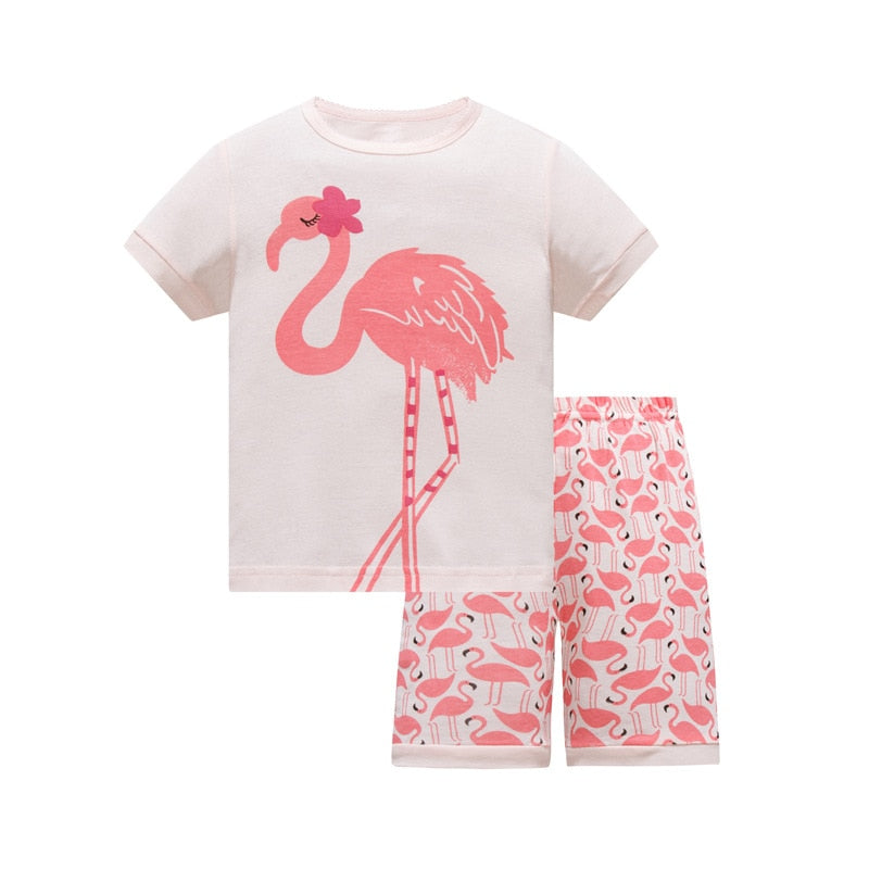 Pink Flamingo Children Summer Pajama Set - Just Kidding Store