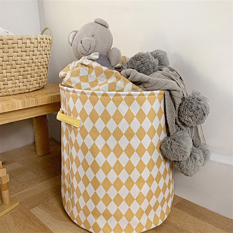 Large Linen Storage Basket With Drawstring - Just Kidding Store