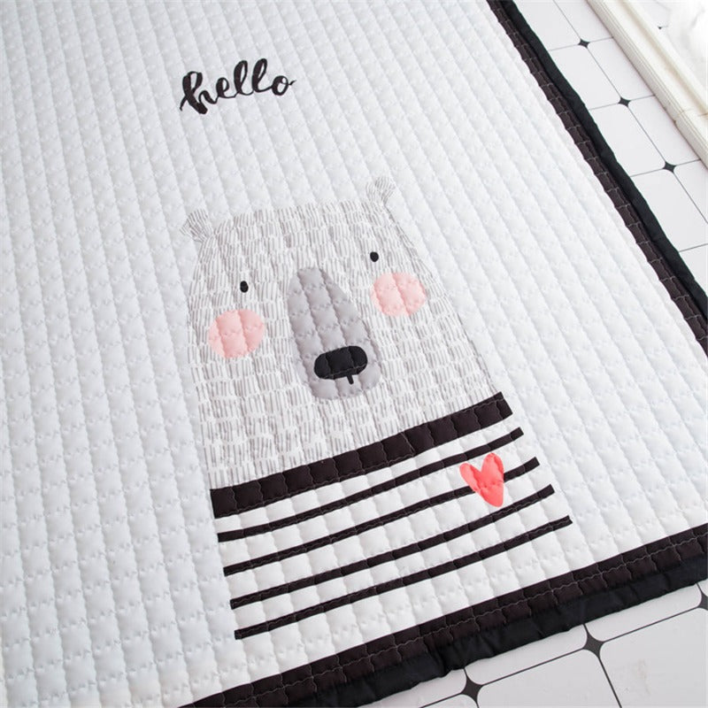 Oversized Play Mat - Quilted Anti Skid Carpet - Polar Bear - Just Kidding Store