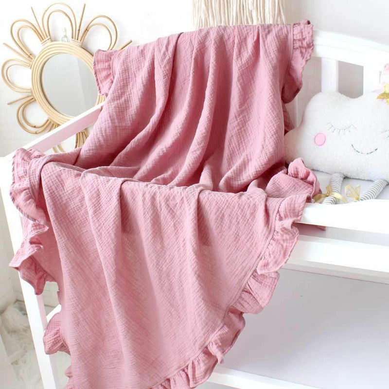 Ruffle Muslin Baby Blanket - Just Kidding Store