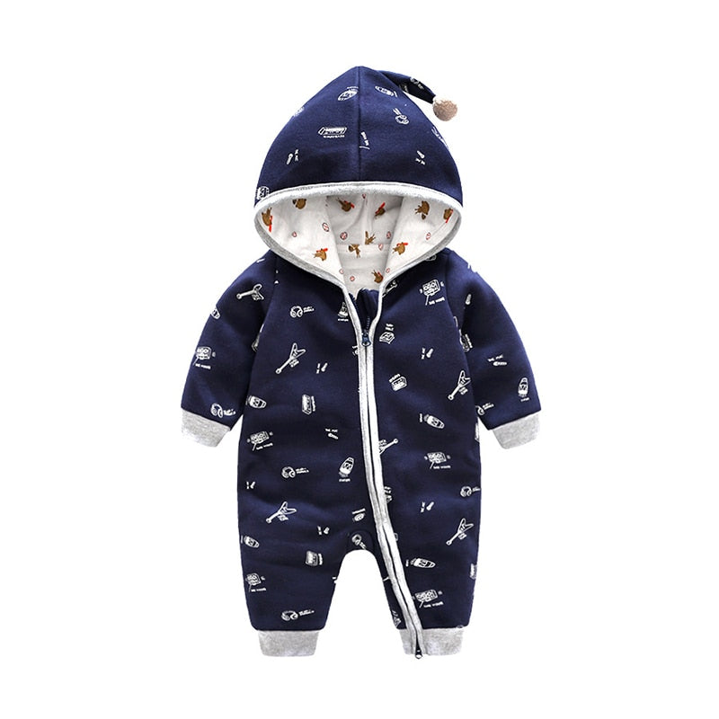 Baby Hooded Romper - Zipper Jumpsuit - Just Kidding Store
