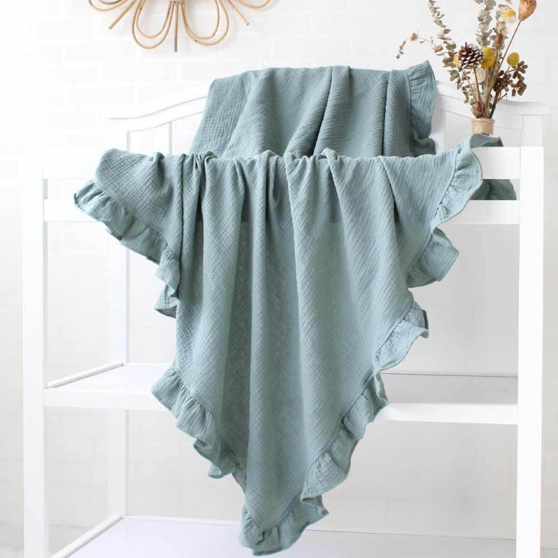 Ruffle Muslin Baby Blanket - Just Kidding Store