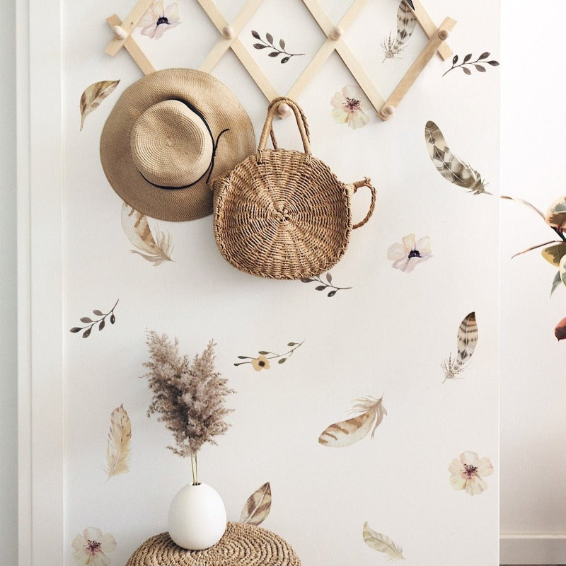 Boho Watercolour Feathers Wall Decals - Just Kidding Store