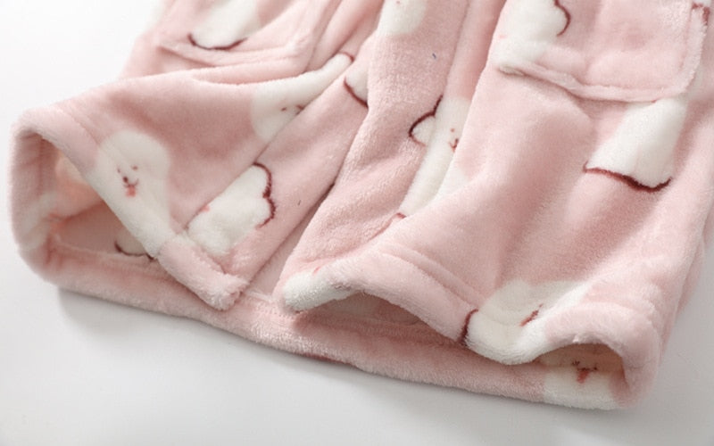 Plush Hooded Bathrobe - Kids Fleece Nightgown - Penguin - Just Kidding Store