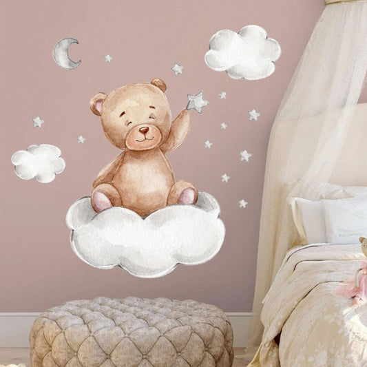 Cloud Teddy Bear Nursery Wall Decal - Just Kidding Store