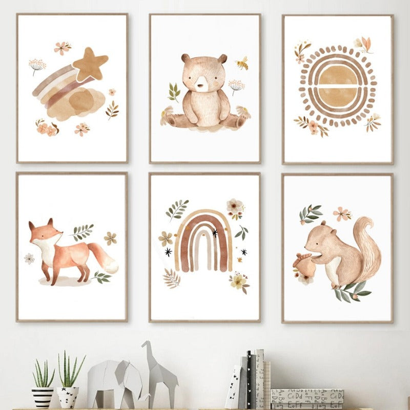 Boho Woodland Nursery Woodland Canvas Prints - Just Kidding Store