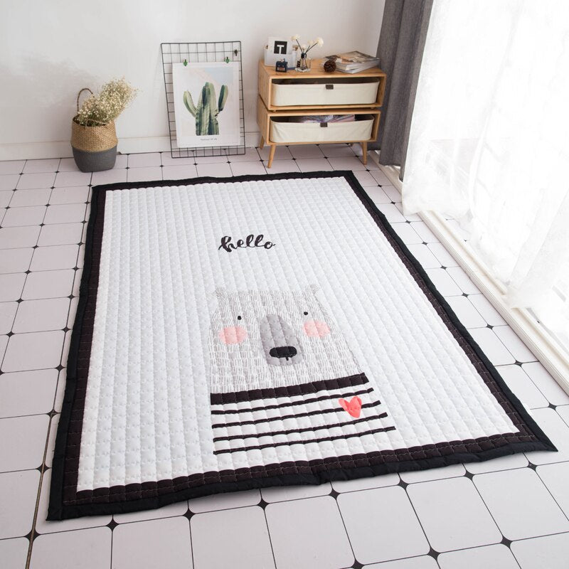 Oversized Play Mat - Quilted Anti Skid Carpet - Polar Bear - Just Kidding Store