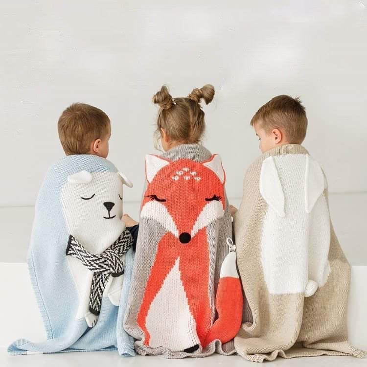 Soft Knitted Cute Bear Baby Kids Blanket - Just Kidding Store