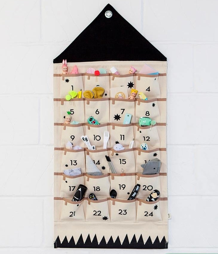 Wall Hanging Advent Calendar - 24 Pockets Canvas Storage Bag - Just Kidding Store