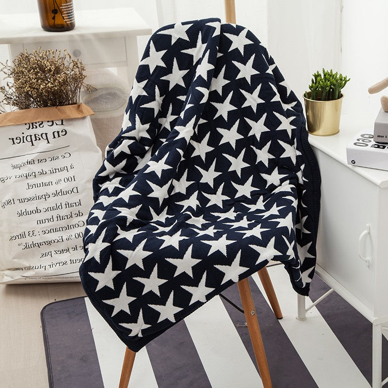 Cotton Knitted Blanket  - Reversible Throw Blanket - Fox