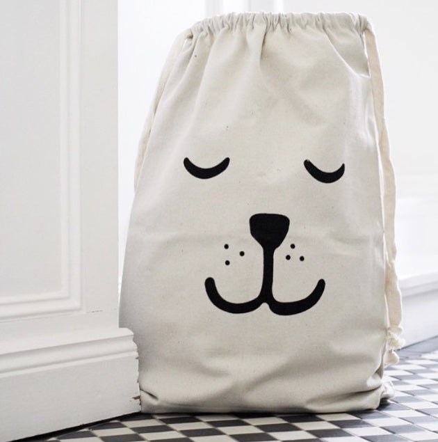 Canvas Storage Bag - Sleepy Bear Kids Toys Pouch - Just Kidding Store