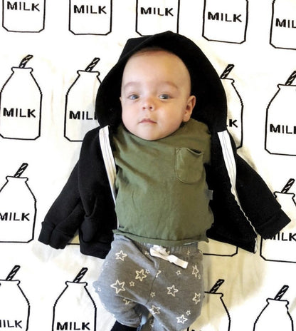 White Milk Cotton Knitted Blanket - Milk Bottle Kids Plaid - Just Kidding Store