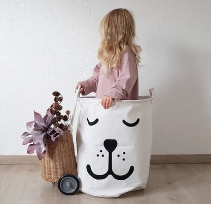 Sleepy Smily Bear Toy Storage Bag Laundry Basket - Just Kidding Store 