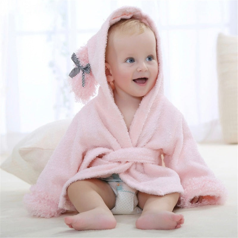 Baby Hooded Animal Cartoon Bathrobe - Pink Sheep - Just Kidding Store