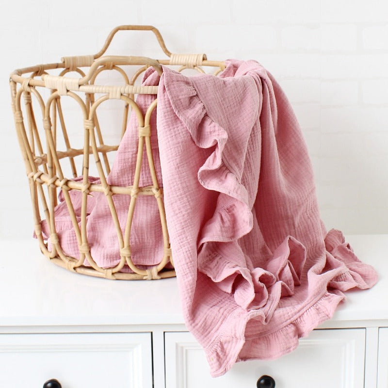 Ruffle Muslin Baby Blanket - Just Kidding Store