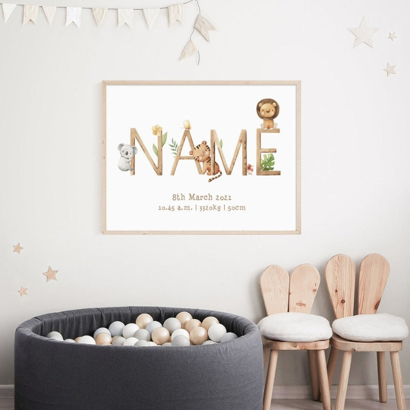 Custom Baby Birth Stats  - Personalized Canvas Poster - Just Kidding Store