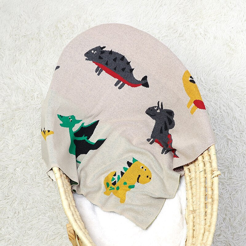 Baby Dinosaur Cotton Knitted Blanket - Just Kidding Store
