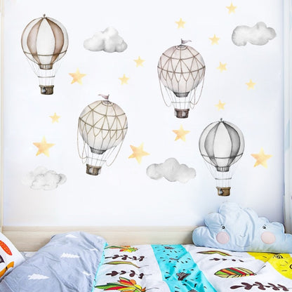 Hot Air Balloon Clouds Stars Nursery Wall Decals - Just Kidding Store