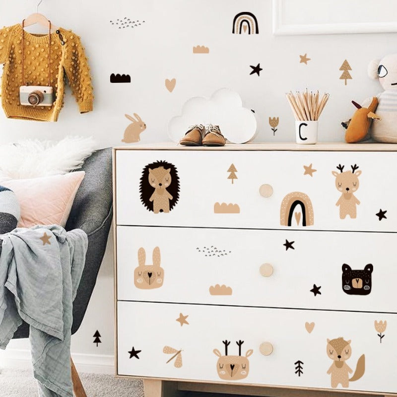 Boho Forest Animals Nursery Children Wall Decals - Just Kidding Store