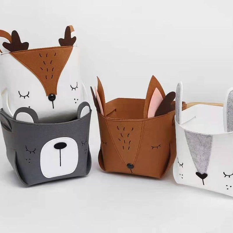 Woodland Animals Felt Kids Toy Storage Baskets - Just Kidding Store