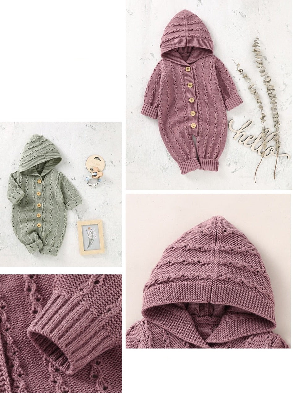 Hooded Knitted Baby Romper Jumpsuit - Just Kidding Store