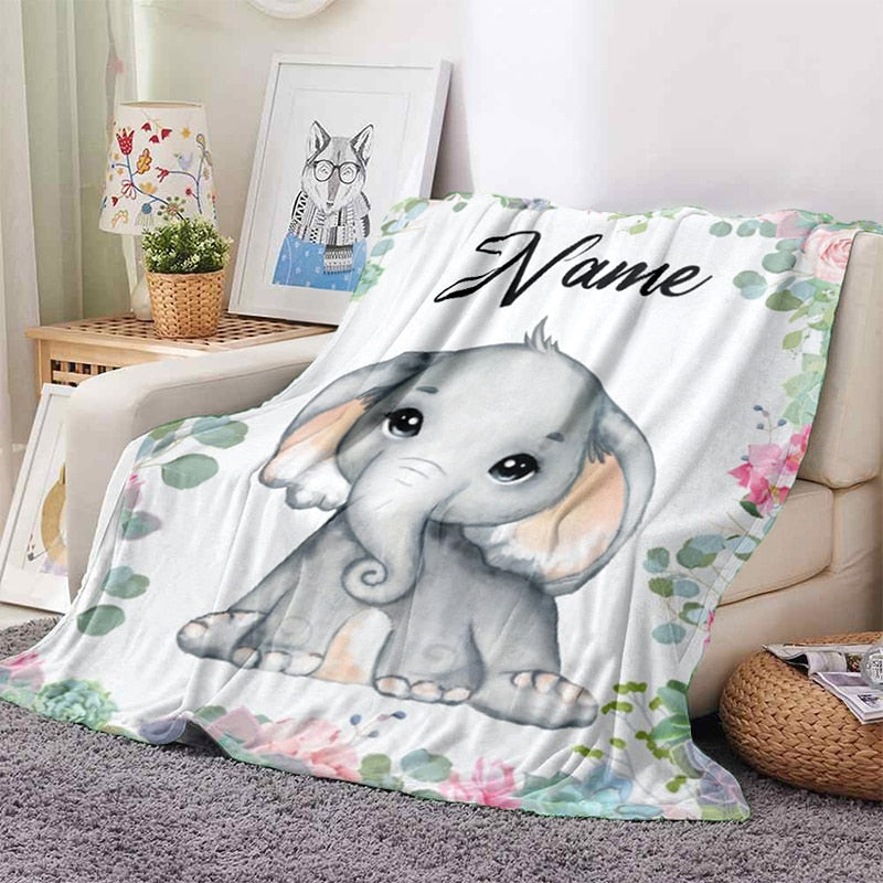 Custom Name Animal Print Blanket - Personalized Fleece Throw - Just Kidding Store