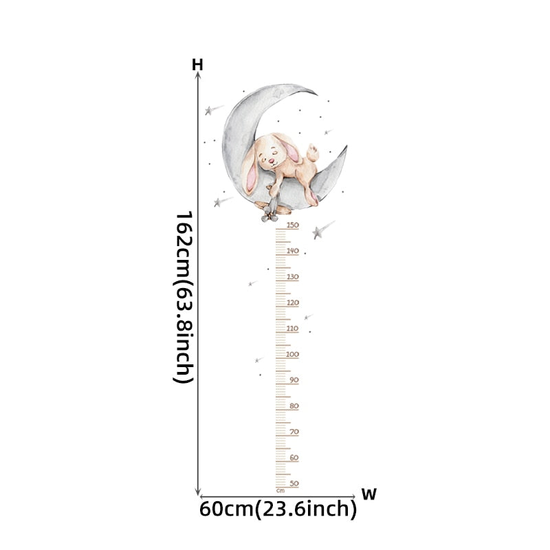 Sleepy Bunny Height Measure Sticker -  Growth Chart Decal - Just Kidding Store