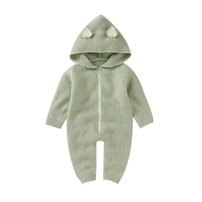 Hooded Knitted Infant Winter Jumpsuit - Just Kidding Store