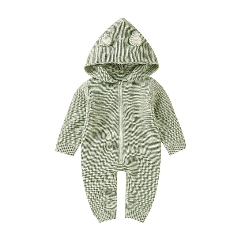 Hooded Knitted Infant Jumpsuit