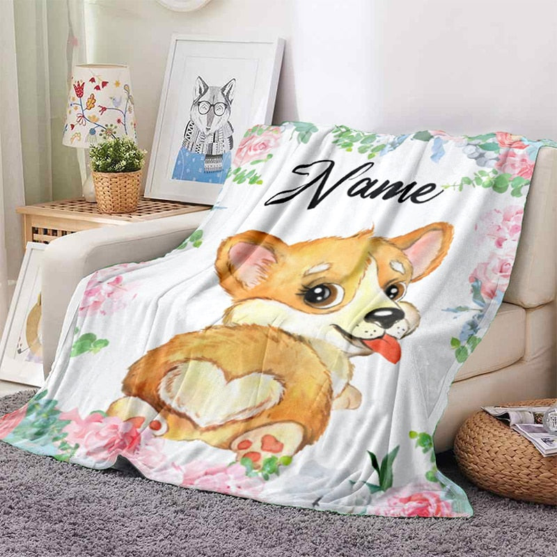 Custom Name Animal Print Blanket - Personalized Fleece Throw