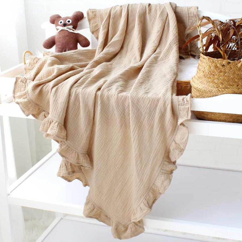 Ruffle Muslin Baby Blanket - Just Kidding Store