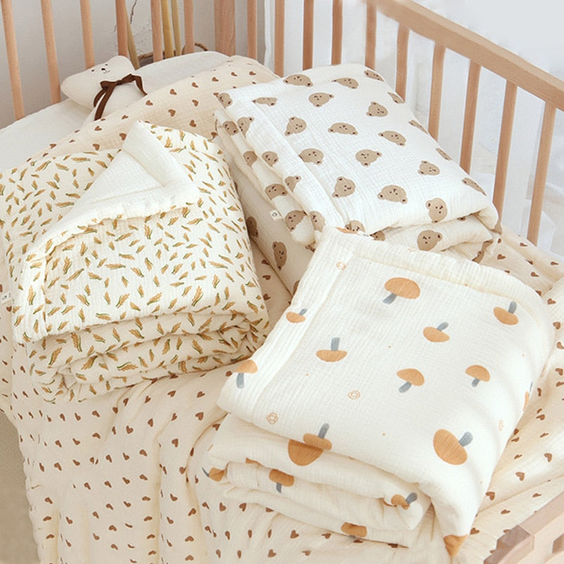 Light Baby Quilt - Muslin Blanket Bedspread - Just Kidding Store