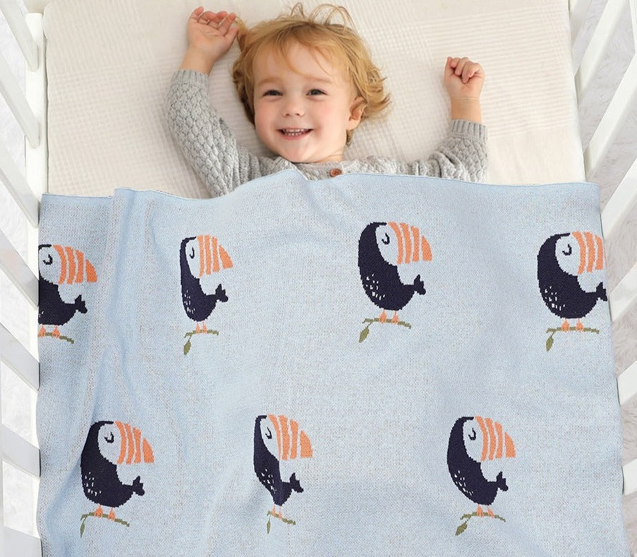 Toucan Cotton Baby Nursery Children Knitted Blanket - Just Kidding Store